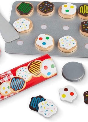 Melissa & Doug Slice & Bake Cookie Set with Wooden Play Food, Colorful Toppings & Play Kitchen Accessories, Preschool Learning Toys for Girls & Boys 3+