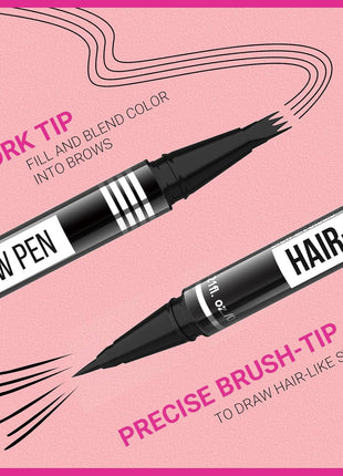 iMethod Microblading Eyebrow Pen - Eyebrow Pencil Magical 2-in-1 Dual-Ended Eye Brow Pencils for Women with 4-Fork-Tip & Precise Brush-Tip Create Natural Hair-Like Brows, Last All-Day, Dark Brown