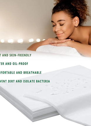 Disposable Bed Sheets 100 Pcs 31" x 71" Massage Table Sheets Non Woven Fabric SPA Bed Cover Breathable for Massage Beauty Tattoos(White)