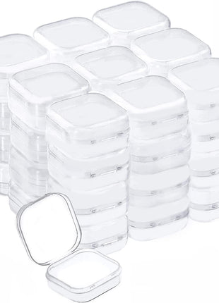 40-Pack Clear Square Plastic Storage Containers with Lids | Mini size 1.37 x 1.37 x 0.7 inches, empty, ideal for earplugs, pills, jewelry, hardware, and small craft items