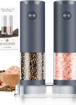 Electric Salt and Pepper Grinder Set Automatic Battery Pepper Mill Shakers Adjustable Coarseness Upgraded Larger Capacity with Led Home and Kitchen Appliances Birthday Gifts for Women Men