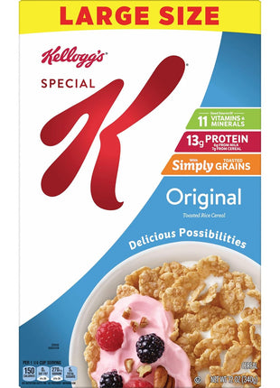 Kellogg's Special K Breakfast Cereal, Family Breakfast, Fiber Cereal, Large Size, Original, 12oz Box (1 Box)