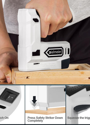Bielmeier Electric Staple Gun, 2 in 1 Lithium-ion Electric Stapler, 4V Cordless Brad Nailer Kit with Staples Nails, USB Charger, Power Tacker for Upholstery, Material Repair, Carpentry, DIY