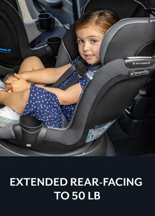 Evenflo Revolve360 Slim 2-in-1 Rotating Car Seat | with Quick Clean Cover, Rear-Facing and Forward-Facing Modes, Infant-6 Years, 4-65 lbs (Salem Black)