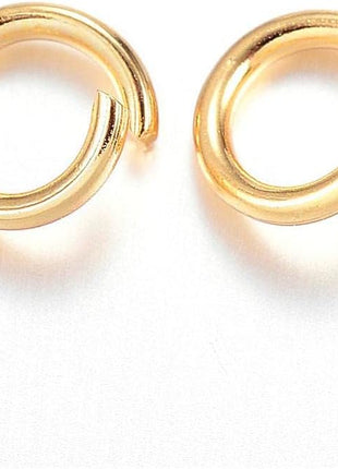 100 Pieces - 304 Gold Tone Stainless Steel Jump Rings - 6mm - 18 Gauge (1mm Thickness)