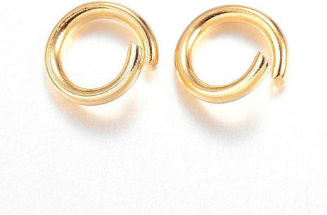 100 Pieces - 304 Gold Tone Stainless Steel Jump Rings - 6mm - 18 Gauge (1mm Thickness)