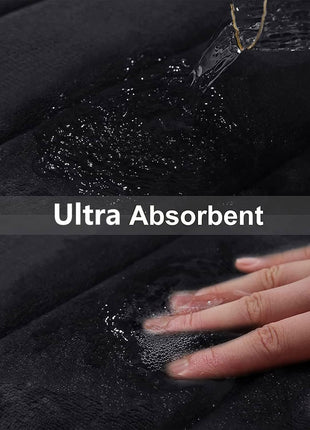 Buganda Memory Foam Bath Mat, 24 inch x 16 inch, Ultra Soft and Non Slip Bathroom Rugs, Water Absorbent and Machine Washable Bath Rug for Bathroom, Shower, and Tub, Black
