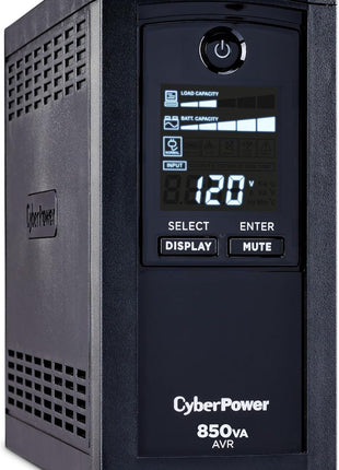 CyberPower CP850AVRLCD Intelligent LCD UPS Battery Backup | Surge Protector, 850VA/510W, 9 Outlets, AVR, Mini-Tower