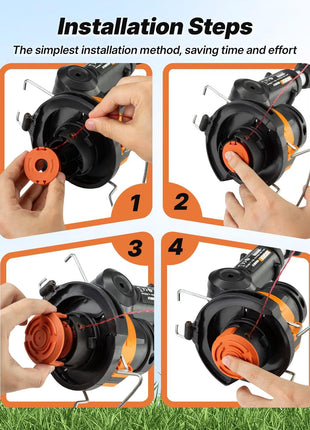 15 Pack (WA0010)Replacement Trimmer Line Spool Compatible with Worx Weed Eater, 0.065 inch Trimmer Line Refills for Worx Trimmer,Weed Wacker String Replacement Parts(12 Trimmer Spools,3 Trimmer Caps)