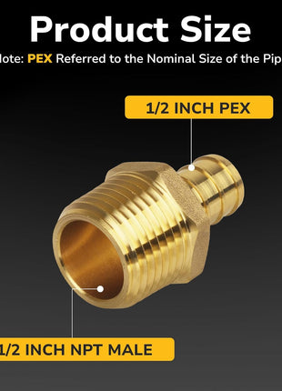 PEX Fitting, 3/4" Male NPT to 3/4" PEX Adapter for Plumbing Repairs or Remolding, Sturdy and Durable Brass Crimp Fitting (4 Pack)
