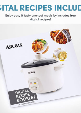 Aroma Housewares 4 Cups (Cooked) / 1Qt. Rice & Grain Cooker (ARC 302NG), White