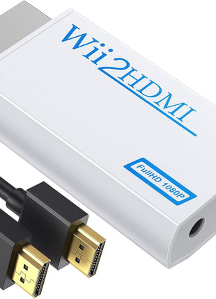 GANA Wii to HDMI Converter, 1080P Wii HDMI Adapter with 3.5mm Audio Jack | Plug and play, supports all Wii display modes, compatible with Wii/Wii U, HDTVs, monitors and projectors.