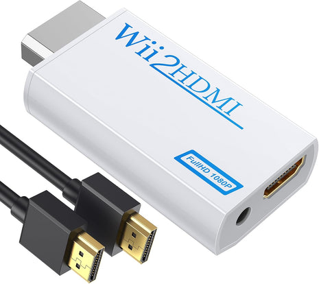 GANA Wii to HDMI Converter, 1080P Wii HDMI Adapter with 3.5mm Audio Jack | Plug and play, supports all Wii display modes, compatible with Wii/Wii U, HDTVs, monitors and projectors.