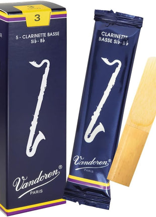 Vandoren CR123 Bass Clarinet Traditional Reeds Strength 3; Box of 5