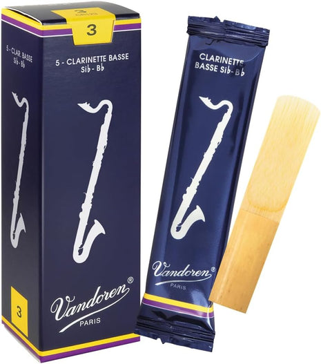Vandoren CR123 Bass Clarinet Traditional Reeds Strength 3; Box of 5
