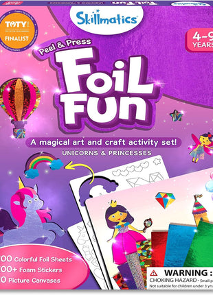 Skillmatics Foil Fun Unicorns & Princesses, Foil Art & Craft, Gift for Kids | Travel Toys, 100+ Stickers, Fine Motor Skills, DIY Mess-Free Art, Screen-Free, Gifts for Kids Ages 4, 5, 6, 7, 8, 9