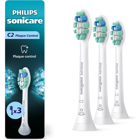 Philips Sonicare C2 Brush Heads, 3-Pack, 9 Month Supply, White | 700% More Plaque Removal1, BrushSync Reminder, Up To 62,000 Bristle Movements Per Min, HX9023/65