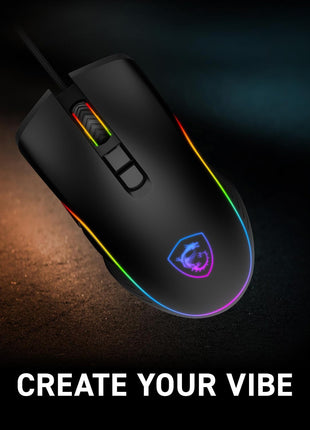 msi Forge GM300 Lightweight Gaming USB RGB Adjustable up to 7200 DPI Desktop Laptop Gaming Mouse,Black
