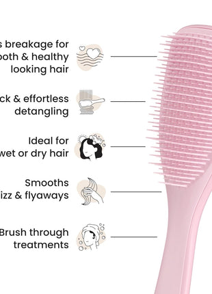Tangle Teezer Ultimate Detangler Brush, Straight to Wavy, Millennial Pink | Patented two-tier, regular-flex teeth reduce breakage & split ends on wet or dry hair; Shower-friendly hairbrush for all ages