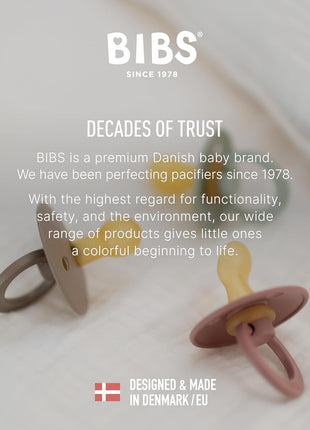 BIBS Pacifiers Colour Collection | Natural Rubber Baby Pacifier | Set of 2 BPA-Free Soothers | Made in Denmark | 0+ Months (Pack of 2) | Dusty Blue/Steel Blue