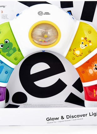 Baby Einstein Glow & Discover Light Bar Musical Toy, Activity Station, Sitting Up and Tummy Time Toy, Color and Animal Learning Toy, Infant Ages 3 Months+