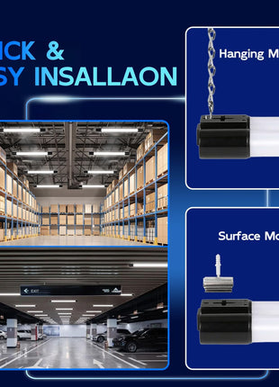 hykolity 10 Pack 4FT Linkable LED Shop Light, Utility Shop Light Fixture, 4400lm, 42W [250W Equivalent], 5000K Daylight Shop Lights for Garage, Hanging or Surface Mount, with Power Cord, ETL, Black