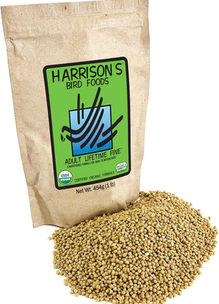Harrison's Bird Foods Bird Food Adult Lifetime Fine Certified Organic Non-GMO Formula Bird Food 1lb