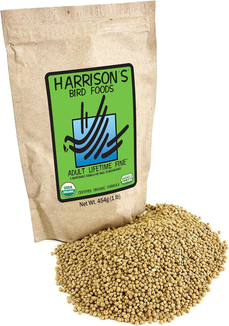 Harrison's Bird Foods Bird Food Adult Lifetime Fine Certified Organic Non-GMO Formula Bird Food 1lb