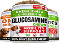 Fish Oil Omega 3 Treats + Glucosamine Treats + Dog Probiotics Treats for Picky Eaters Bundle - Skin & Coat Supplement + Hip & Joint Care + Digestion & Immunity Support