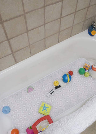 YINENN Bath and Shower Safety Mats 40x16 inch, Non Slip with Suction Cups for Bathroom Stall and Tub Floor, Extra Large and Machine Washable, Drain Holes Keep Bathtub Clean, Clear