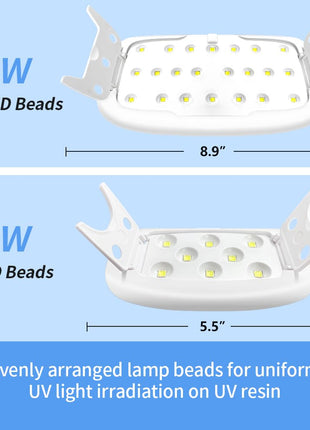 2 Pack UV Light for Resin, Large Size Foldable UV Resin Lamp and Mini Portable Light, Fast Curing and Light Weight UV Lamp, Resin Kits for Jewelry Making, DIY Craft