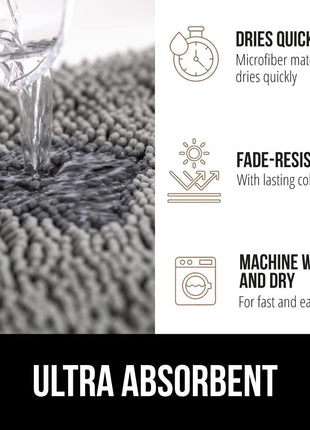 GORILLA GRIP Bath Rug Mat, Thick Soft Absorbent Chenille, Quick Dry Microfiber Mats, Rubber Backing Washable Shower Floor Rugs, Bathmat Runner, US Designed Bathroom Home Decor Accessories 24x17, Grey