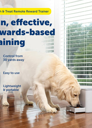 PetSafe Teach & Treat Remote Reward Trainer, Up to 30 Yards | Remotely Reinforces Good Behavior Instantly, Dispense Treats From 30 Ft, Trainer-Led Tutorial Videos, Lightweight & Portable