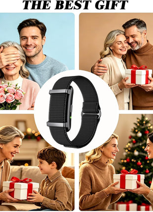 No-Screen Fitness Tracker, Rechargeable Activity Band with App, Includes Charging Cable & Extra Woven Strap, Lightweight Wearable for Health Monitoring (Pink)