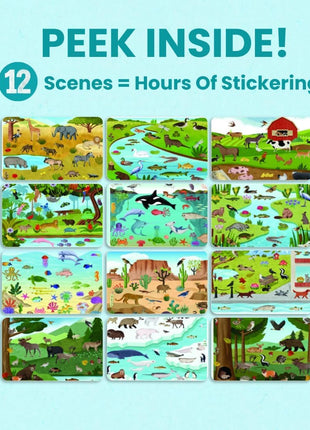 Animals Habitat 500+ Kids Sticker Book by Cupkin Toddler Airplane Travel Activity Coloring and Sticker Book, Road Trip Essentials, 12 Coloring Pages + 12 Scenes for Ages 2–8 Years