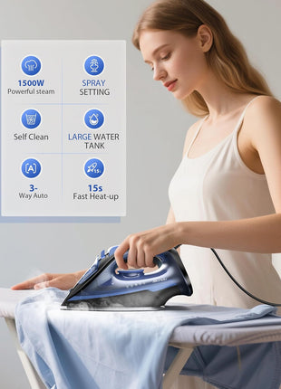 Sundu Steam Iron for Clothes with Rapid Heating Ceramic Coated Soleplate