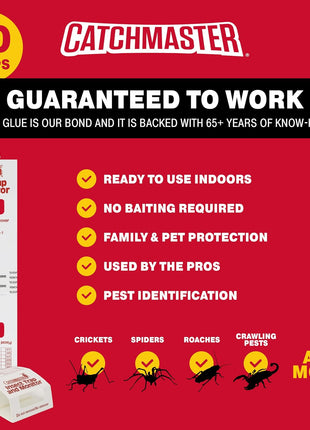 Catchmaster Spider & Insect Glue Traps 30-Pk (10 Sheets), Adhesive Cockroach Killer Glue Boards, Spider Traps, Cricket Sticky Trap, Indoor Roach Trap for Home, Garage & Shed, Pest Control for Home