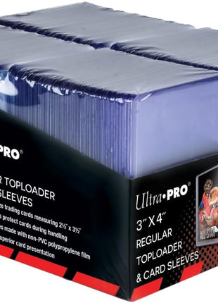 Ultra PRO 3 inch x 4 inch Clear Regular Toploaders for Cards with Card Sleeves Bundle Standard Size 200ct Trading Baseball Toploader Card Sleeve Protectors