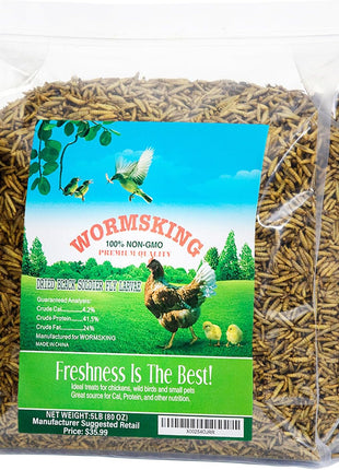 5LB Dried Black Soldier Fly Larvae, More Calcium Than Dried Mealworms, High Protein Chicken Feed,Duck Food, BSFL, Duck Treats