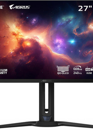 GIGABYTE - AORUS FO27Q2 (SA) - 27 inch QD-OLED Gaming Monitor - QHD 2560x1440-240Hz - 0.03ms GTG - AMD FreeSync Premium Pro - Type C KVM - HDMI, DP, Type C - Height Adjustable - Black