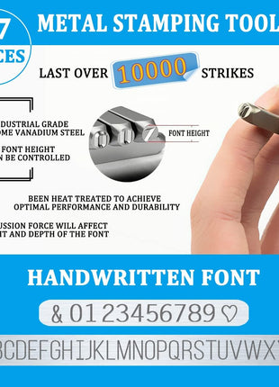 BESTNULE Metal Stamping Kit, Number and Letter Stamp Set (A-Z, 0-9 and &, Love Symbol), Industrial Grade Hardened Carbon Steel, Perfect for Imprinting Metal, Wood, Plastic, Leather (1/8 inch, 3MM)