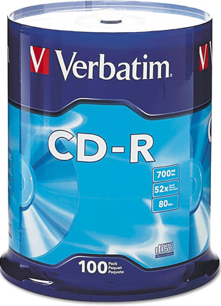 Verbatim CD-R 700MB 52X Shiny Silver Silk Screen Printable - 100pk Spindle