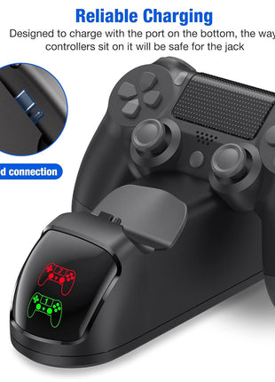 PS4 Controller Charger Dock Station with Charging Cable,1.8Hrs Fast Charge PS4 Remote Charging Station, Replacement for PlayStation 4 Dualshock 4 Charger for PlayStation 4 Games