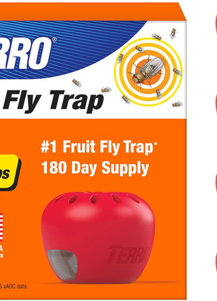 TERRO Fruit Fly Traps for Indoors (4 Pack) + 180 Days of Lure Supply