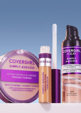 CoverGirl & Olay Simply Ageless 3-in-1 Liquid Foundation, Matte Finish, Hyaluronic & Vitamin C Formula, Creamy Natural, 1 Count