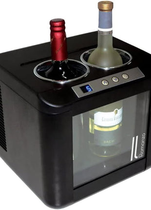 Vinotemp 2-Bottle Wine Chiller Refrigerator with Open Countertop Freestanding Design, Electric Wine Cooler with Adjustable Temperature Control, 2-Bottle, Black