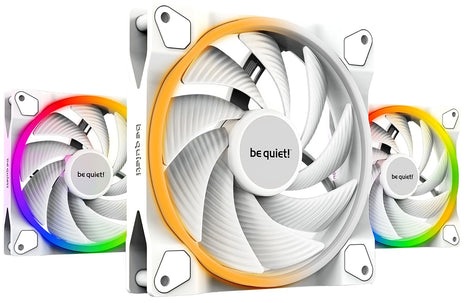 be quiet! Light Wings White 140mm PWM High Speed Triple Pack Premium ARGB Cooling Fan | 4-Pin | BL103