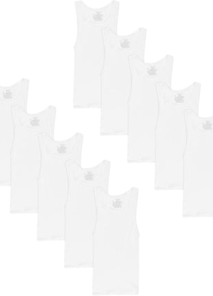 Hanes Boys' Tank Undershirt, EcoSmart Cotton Shirt, Multiple Packs Available, White-10, Large