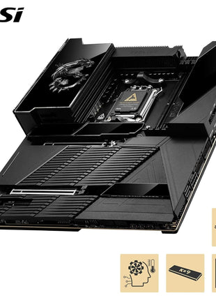 MSI MEG X870E GODLIKE, E-ATX - Supports AMD Ryzen 9000/8000/7000 Processors, AM5 - Dynamic Dashboard III, EZ Slide M.2, 110A SPS, DDR5 Memory (9200+ MT/s OC), M.2 & PCIe 5.0, USB4, Wi-Fi 7, 10G LAN