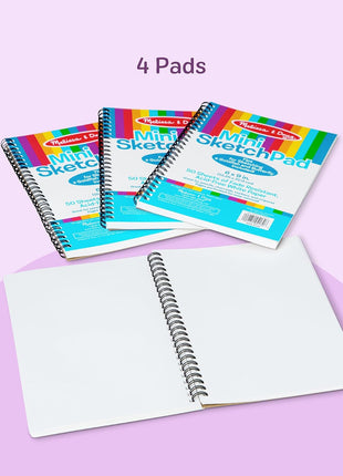 Melissa & Doug Mini-Sketch Spiral-Bound Pad (6 x 9 inches) - 4-Pack Sketch Book for Kids, Kids Drawing Paper, Drawing and Coloring Pads